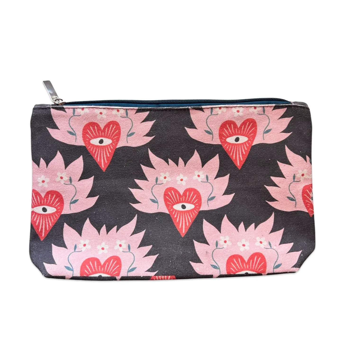 Flaming Heart Zipper Pouch