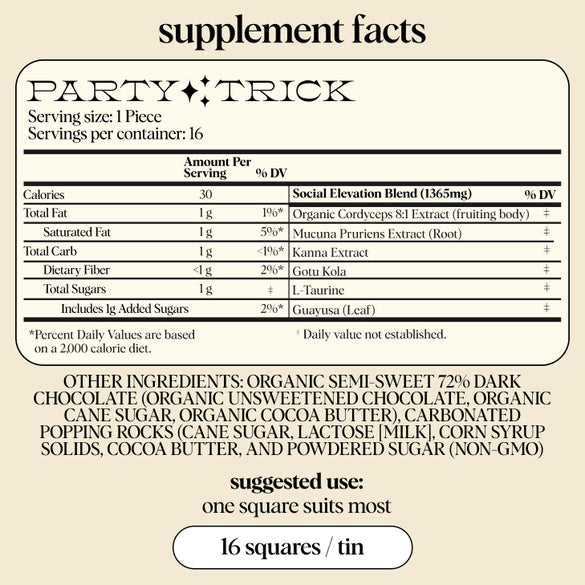 Party Trick - Mushroom Chocolate Supplement For Mood