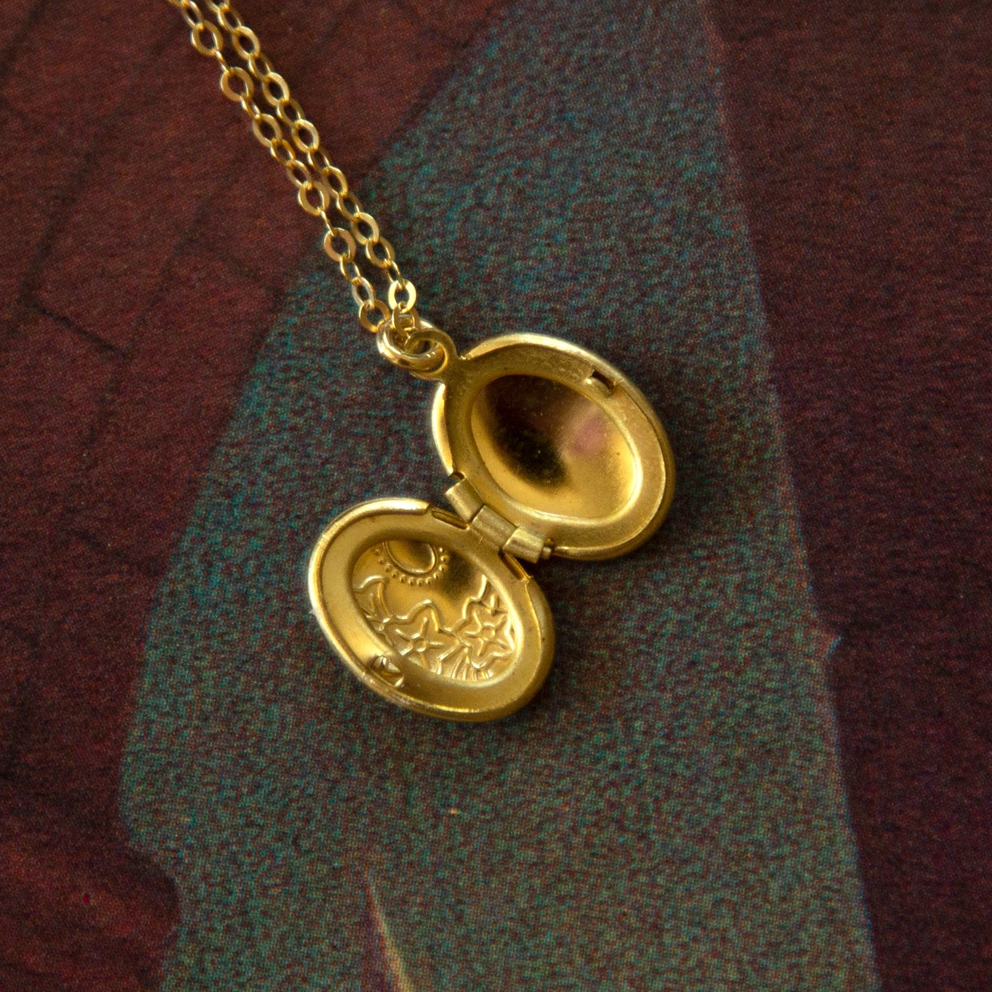 Vintage Mini Brass Oval Locket Necklace