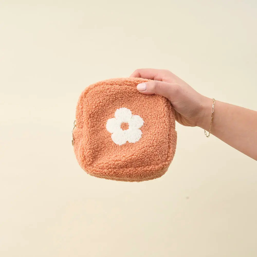 Peach Flower Square Teddy Pouch