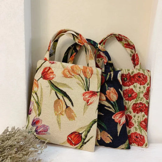 Woven Floral Mini Bags