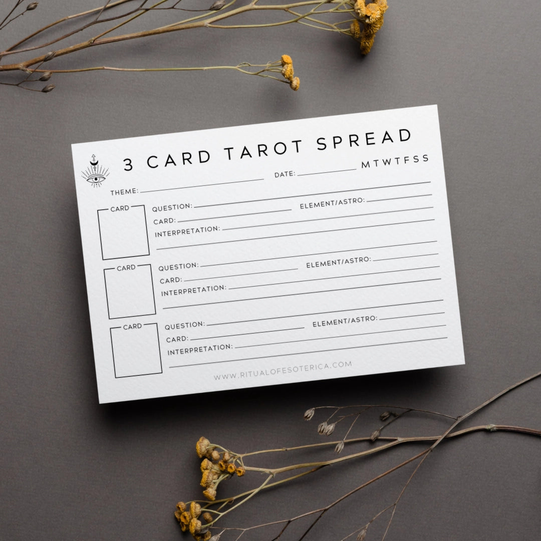 3 Card Tarot Spread Notepad