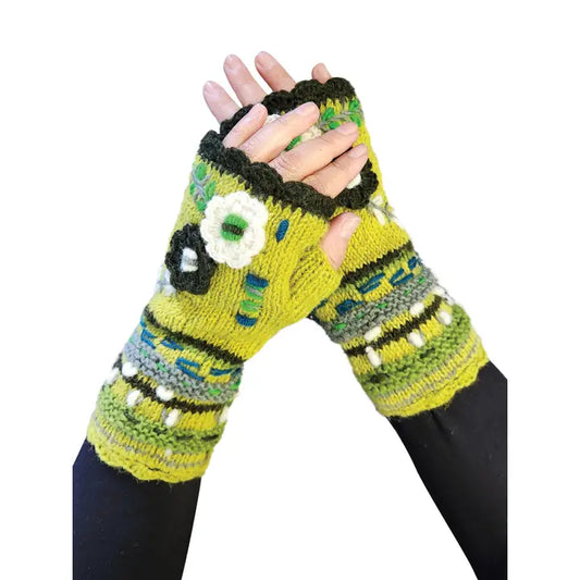 Crochet Flower Fingerless Gloves