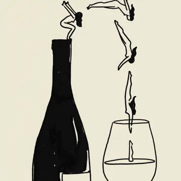 "Wine Bottle Dive" Minimal Fine Art Giclée Print