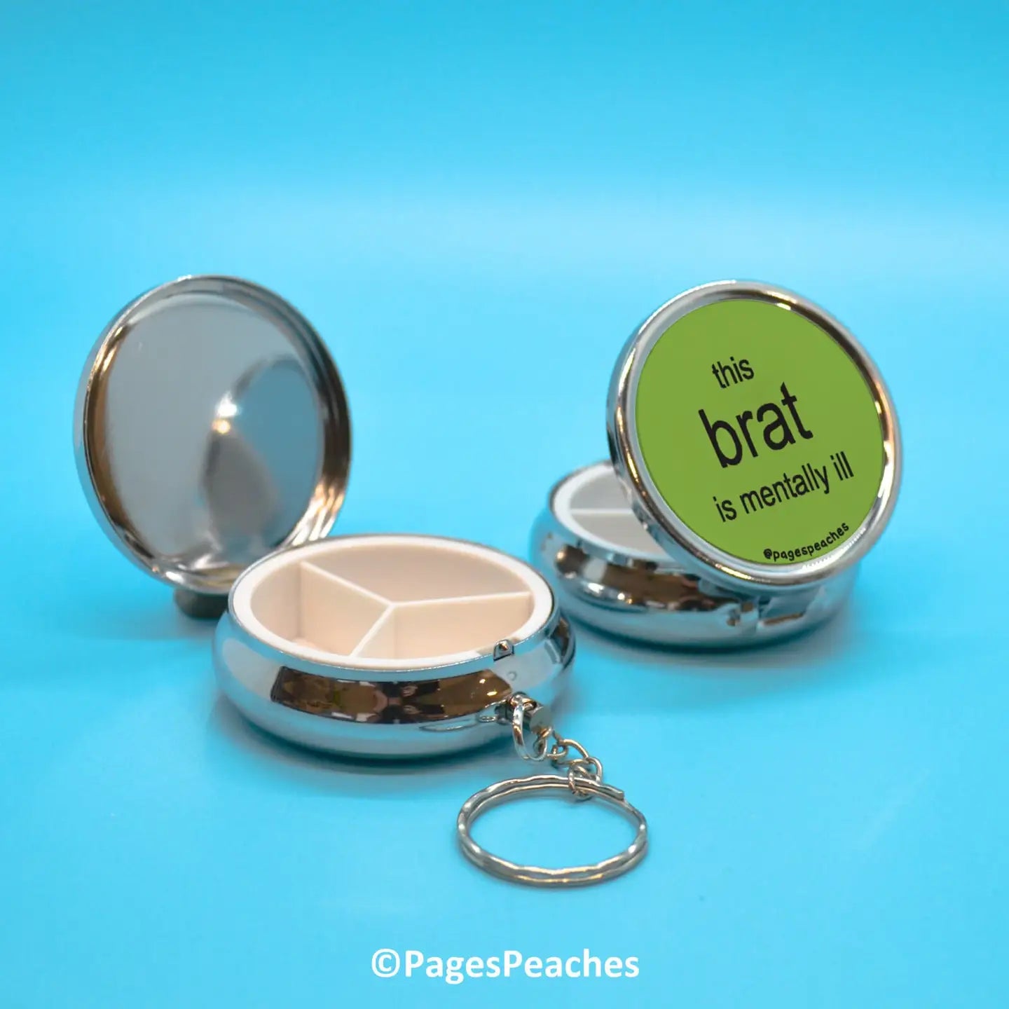 Brat Pill Case Keychain Travel Medication Organizer