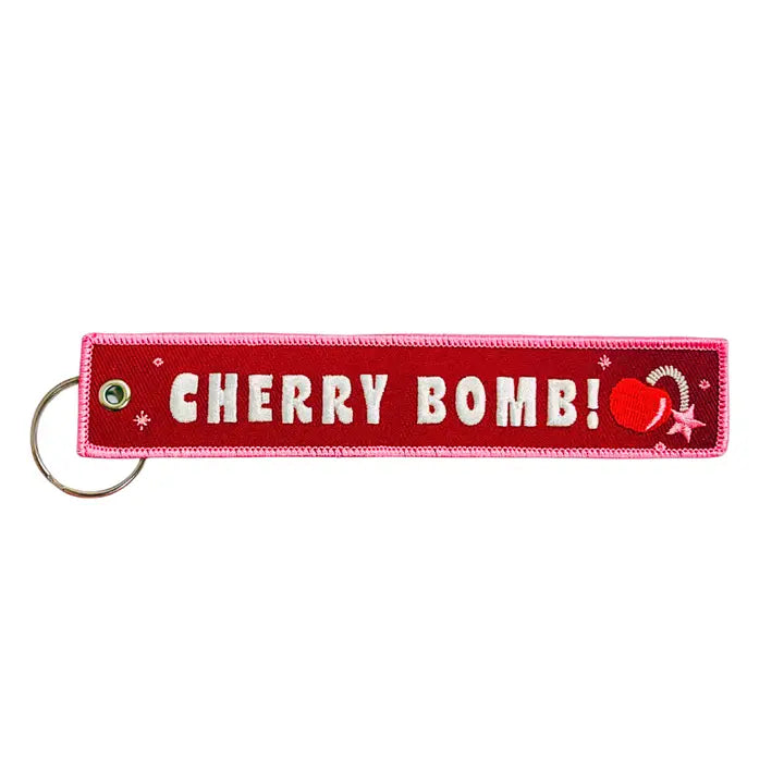 Cherry Bomb Embroidered Keychain
