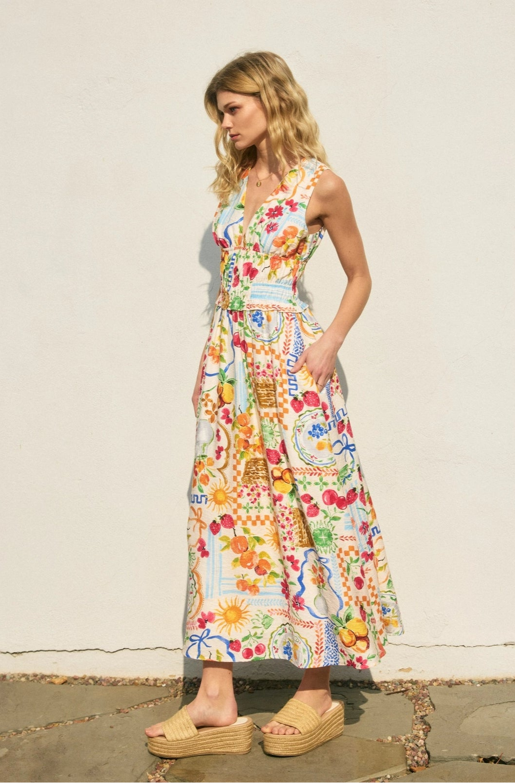 Sweetest Thing Poplin Shirred Waist Midi Dress