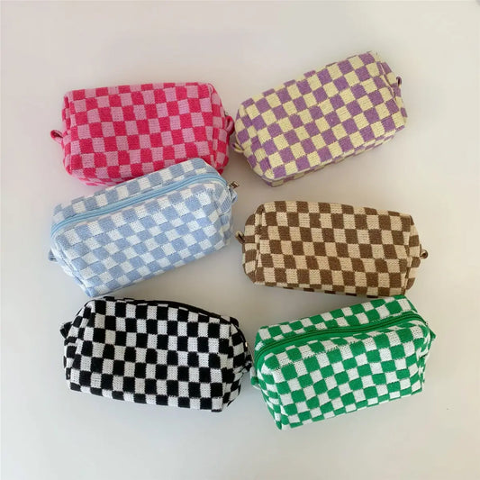 Small Checkered Makeup Bag