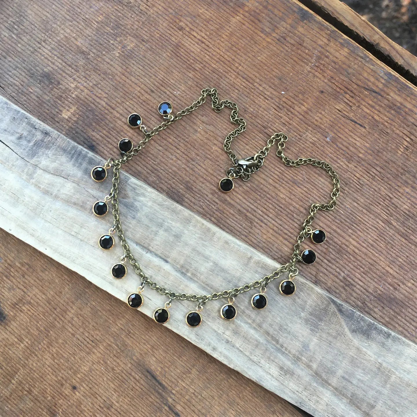 Black & Gold Crystal Beaded Choker