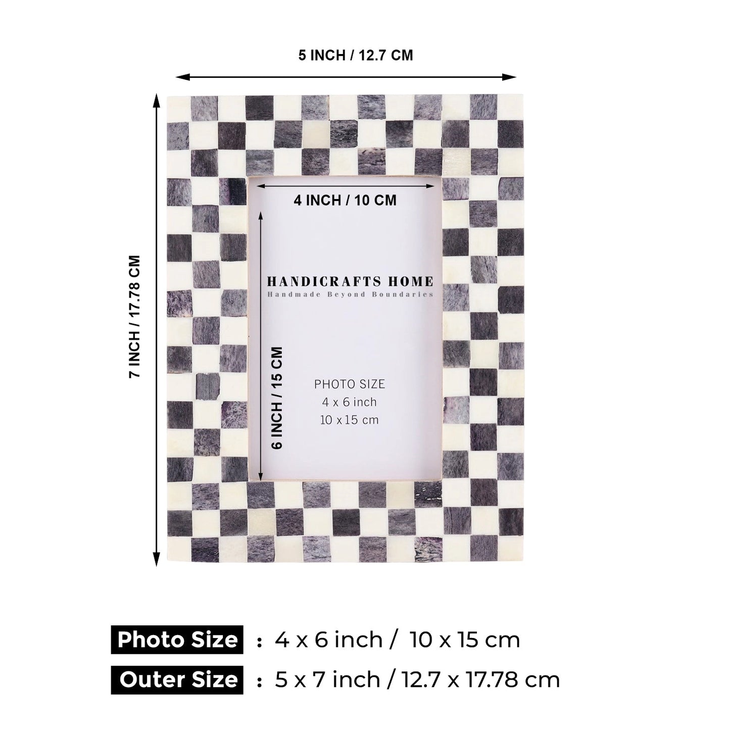Checkered Bone 4x6" Picture Frame