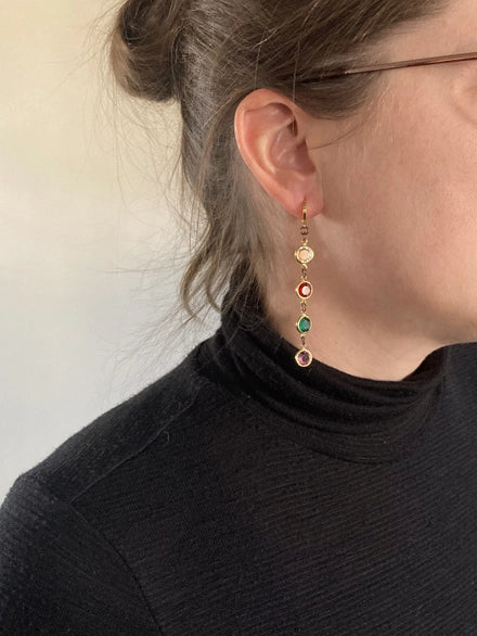 Multi Color Jewel Crystal Earrings